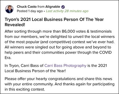 Carri Bass Photography 2021 Alignable award image